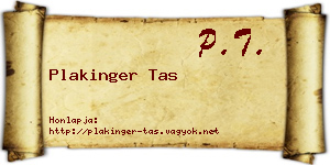 Plakinger Tas névjegykártya